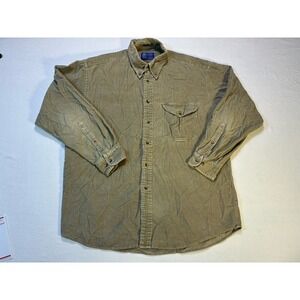 Pendleton‎ Corduroy Shirt Mens L Large Tan Khaki Button Down 100% Cotton Solid